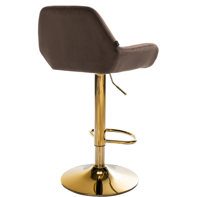 Lot de 2 tabourets de bar Braga en velours doré brun