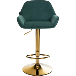 Lot de 2 tabourets de bar Braga en velours doré vert foncé