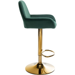 Lot de 2 tabourets de bar Braga en velours doré vert foncé