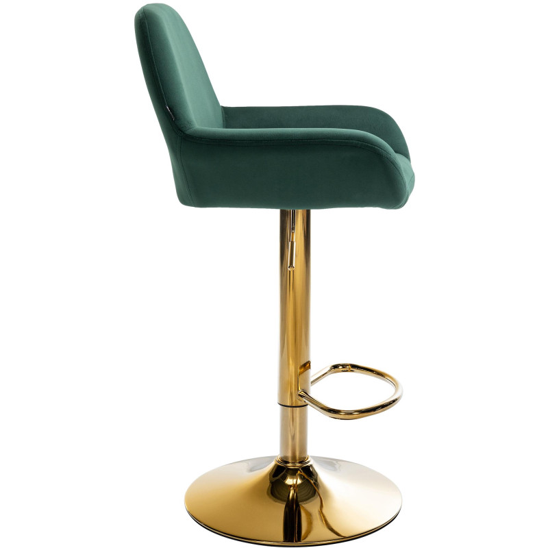 Lot de 2 tabourets de bar Braga en velours doré vert foncé