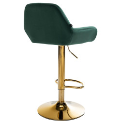 Lot de 2 tabourets de bar Braga en velours doré vert foncé