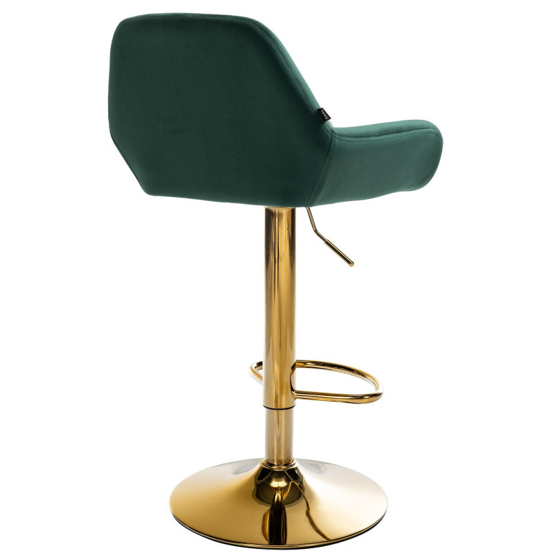 Lot de 2 tabourets de bar Braga en velours doré vert foncé