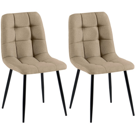 Lot de 2 chaises de salle à manger Tilde en tissu taupe