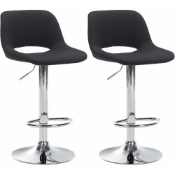 Lot de 2 tabourets de bar Camden en tissu chromé noir