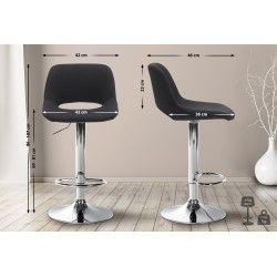 Lot de 2 tabourets de bar Camden en tissu chromé noir