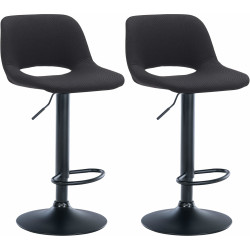 Lot de 2 tabourets de bar Camden en tissu noir