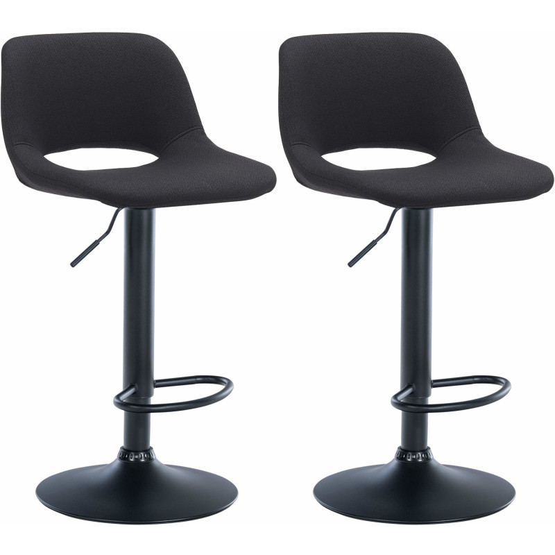 Lot de 2 tabourets de bar Camden en tissu noir
