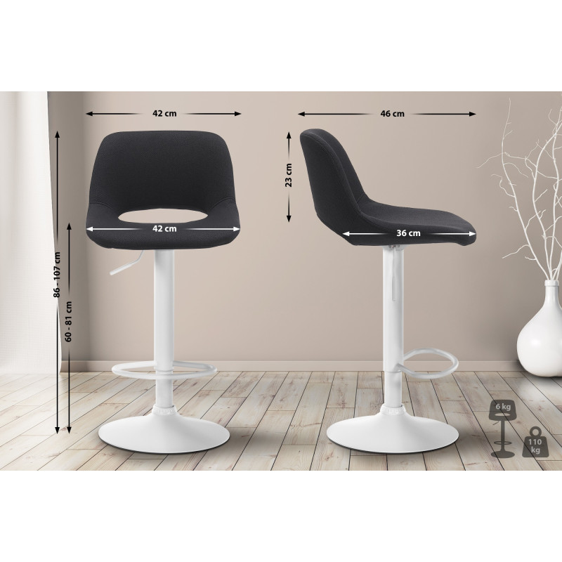 Lot de 2 tabourets de bar Camden en tissu noir