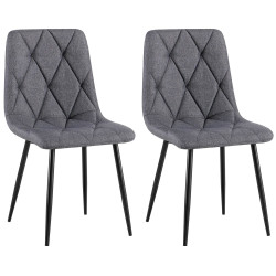 Lot de 2 chaises de salle à manger Clairton en tissu gris foncé