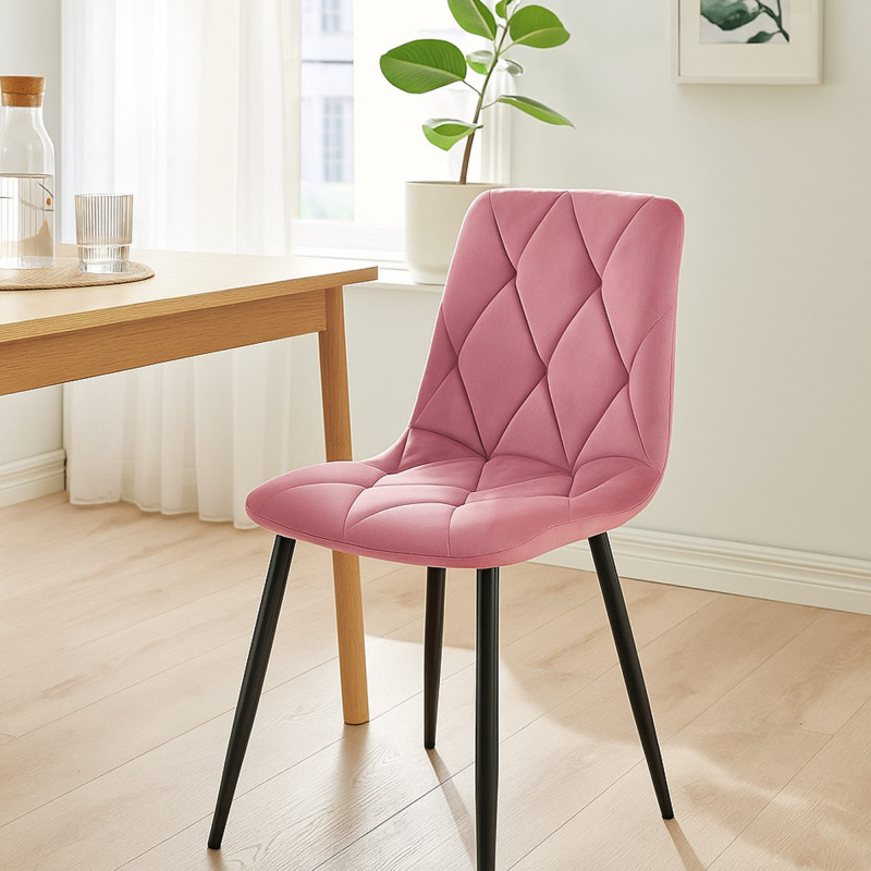 Lot de 2 chaises de salle à manger Clairton en velours rose