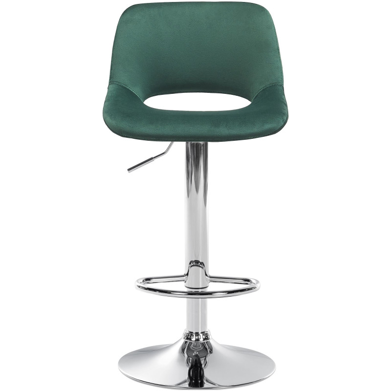 Lot de 2 tabourets de bar Camden en velours chromé vert