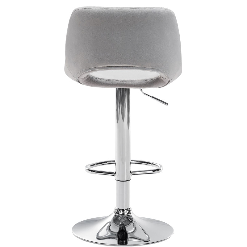 Lot de 2 tabourets de bar Camden en velours chromé gris clair
