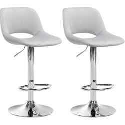 Lot de 2 tabourets de bar Camden en velours chromé gris clair