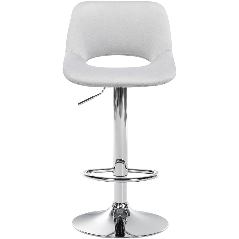 Lot de 2 tabourets de bar Camden en velours chromé gris clair