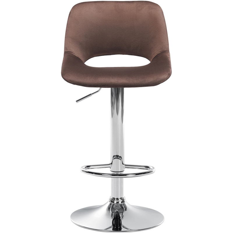 Lot de 2 tabourets de bar Camden en velours chromé brun