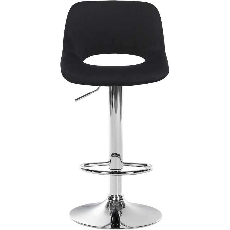 Lot de 2 tabourets de bar Camden en velours chromé noir