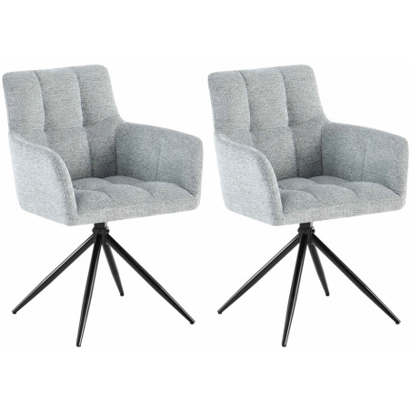 Lot de 2 chaises de salle à manger Jonah en tissu gris clair