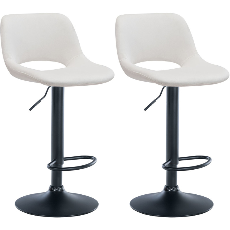 Lot de 2 tabourets de bar Camden en velours crème