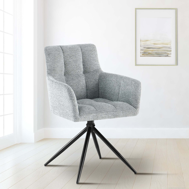 Ensemble de 2 chaises de salle à manger Jonah, tissu gris clair