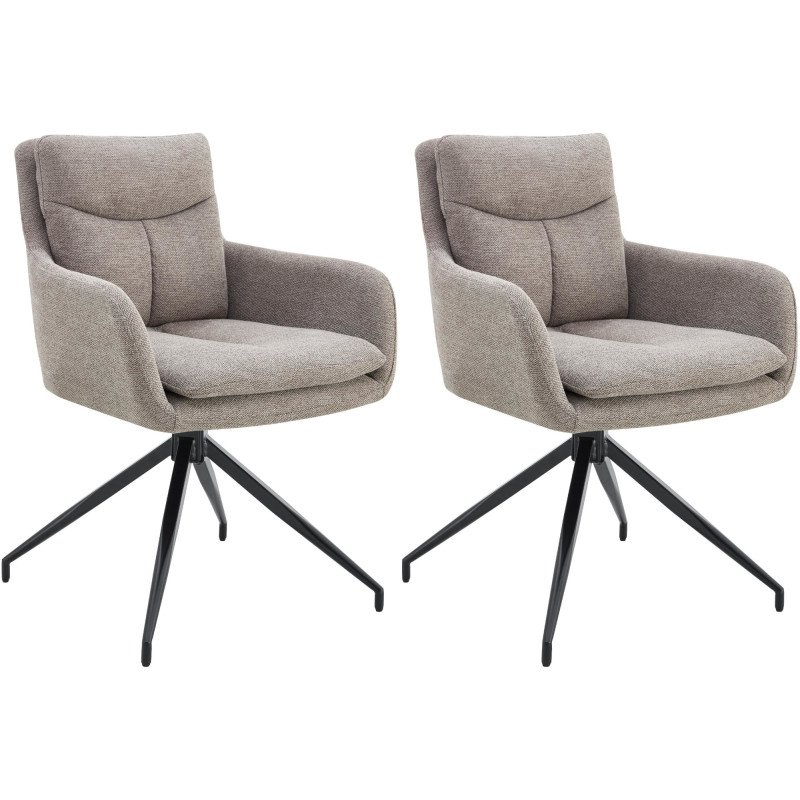 Lot de 2 chaises de salle à manger Somers en tissu taupe