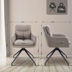 Lot de 2 chaises de salle à manger Somers en tissu taupe