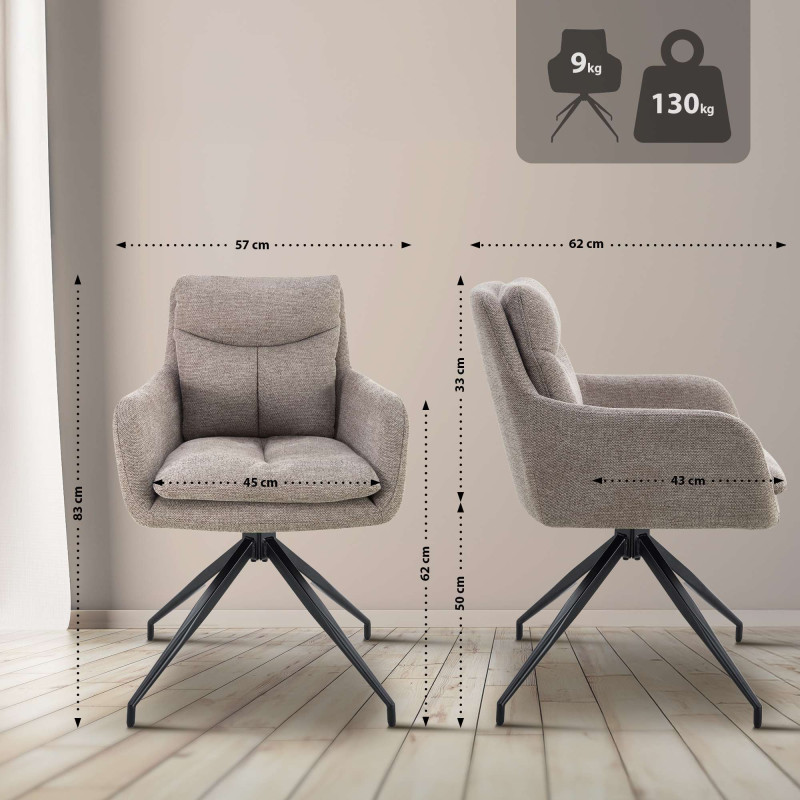 Ensemble de 2 chaises de salle à manger Somers, tissu taupe