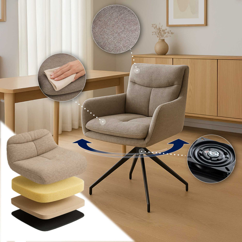 Lot de 2 chaises de salle à manger Somers en tissu taupe