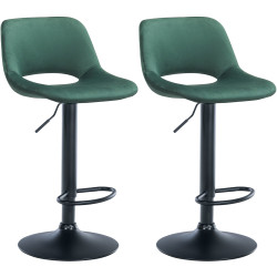 Lot de 2 tabourets de bar Camden en velours vert