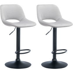Lot de 2 tabourets de bar Camden en velours gris clair