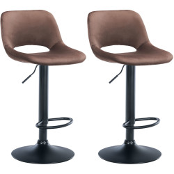 Lot de 2 tabourets de bar Camden en velours brun