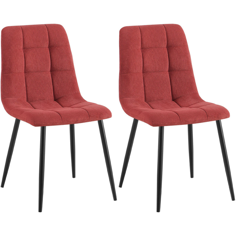 Ensemble de 2 chaises de salle à manger Tilde Cord, bordeaux