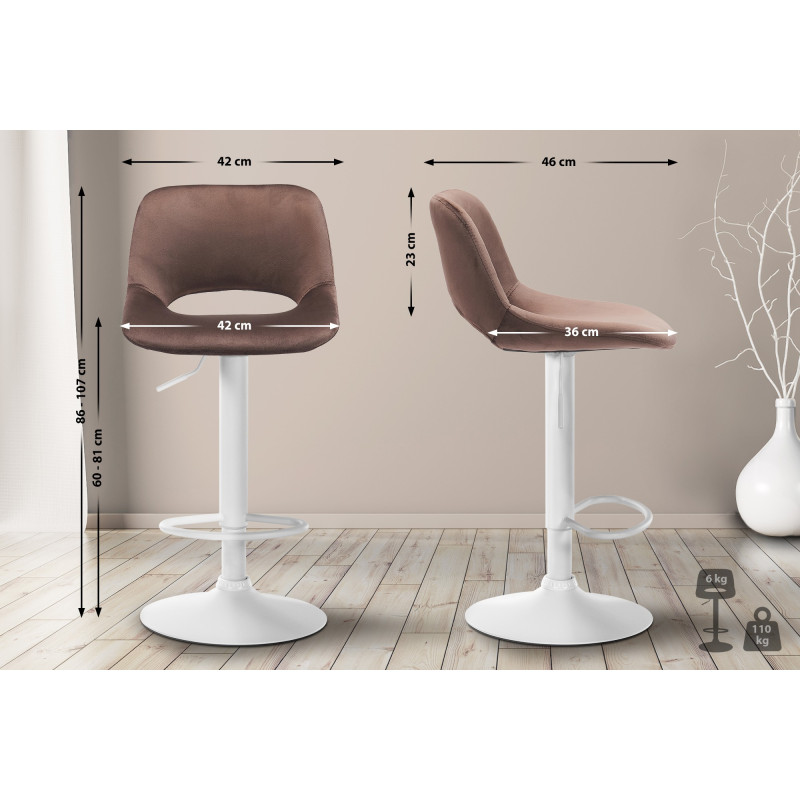 Lot de 2 tabourets de bar Camden en velours brun