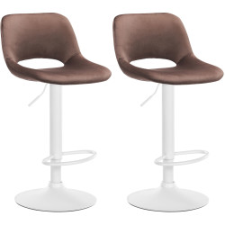 Lot de 2 tabourets de bar Camden en velours brun