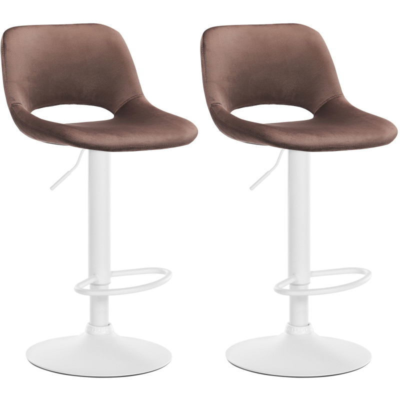 Lot de 2 tabourets de bar Camden en velours brun