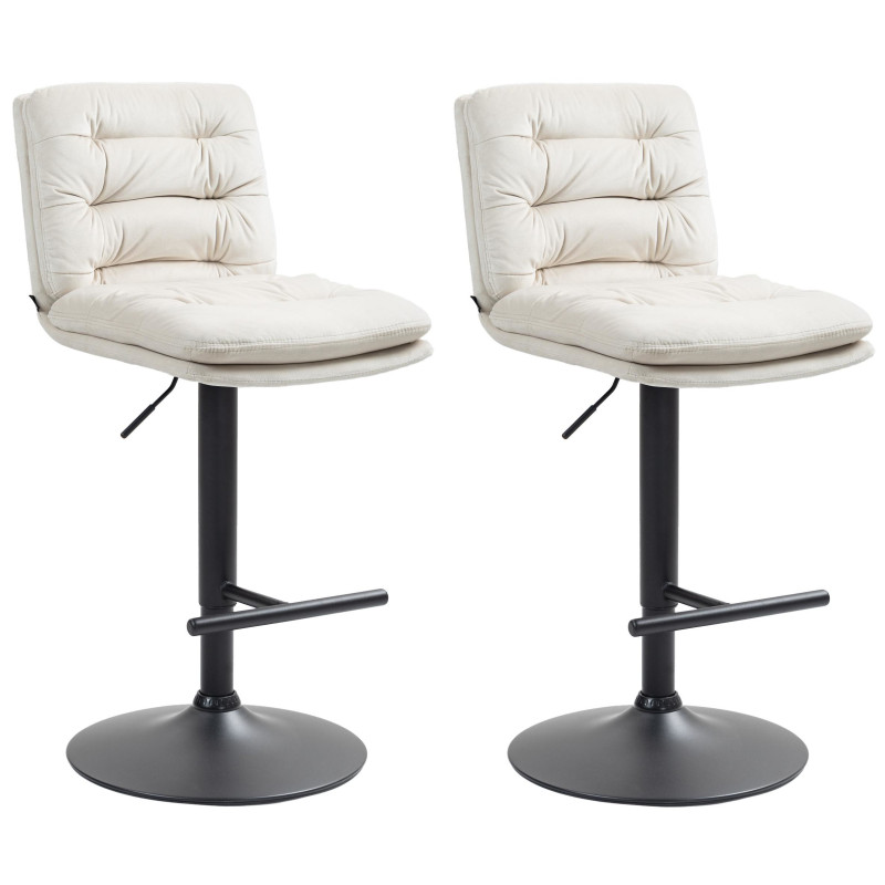 Lot de 2 tabourets de bar Damar velours crème