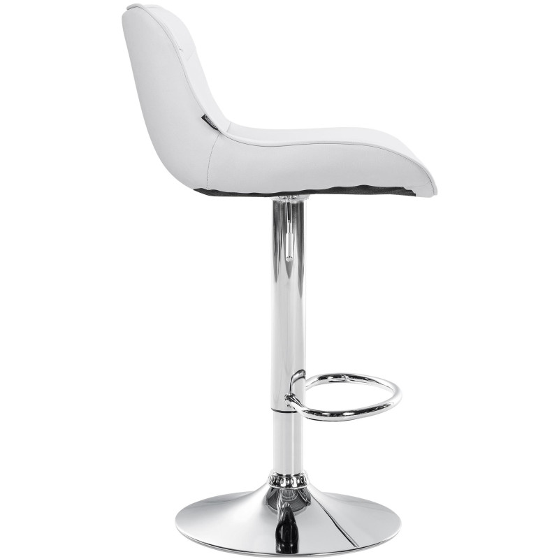 Lot de 2 tabourets de bar Vonore simili cuir chromé blanc