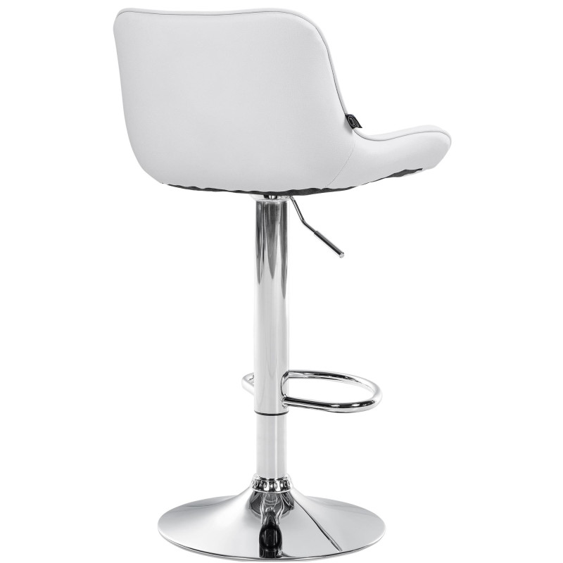 Lot de 2 tabourets de bar Vonore simili cuir chromé blanc