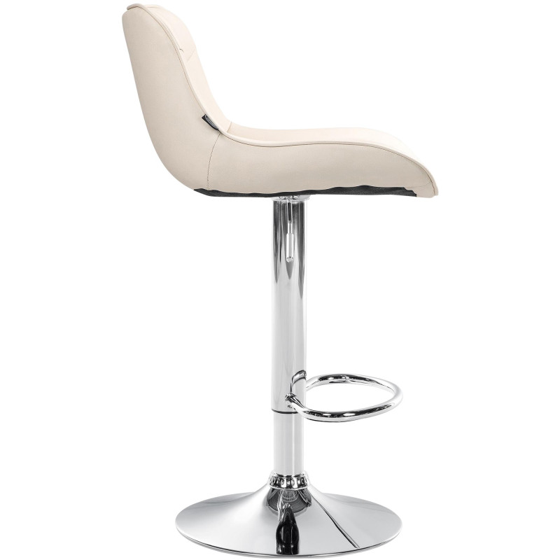 Lot de 2 tabourets de bar Vonore simili cuir chromé crème