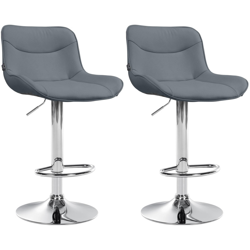 Lot de 2 tabourets de bar Vonore simili cuir chromé gris