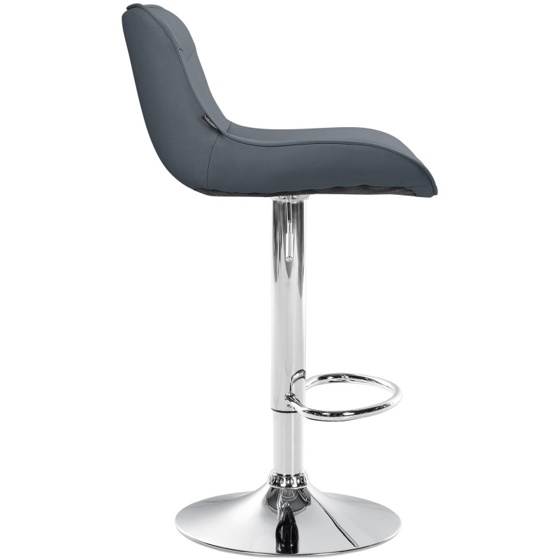 Lot de 2 tabourets de bar Vonore simili cuir chromé gris