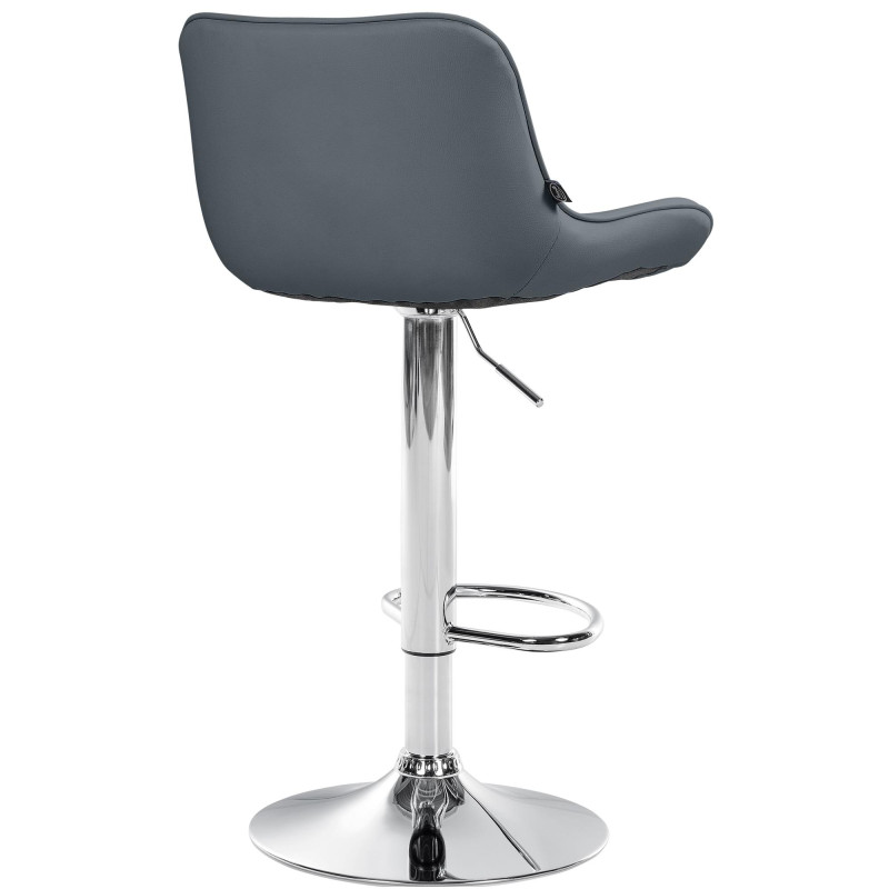 Lot de 2 tabourets de bar Vonore simili cuir chromé gris