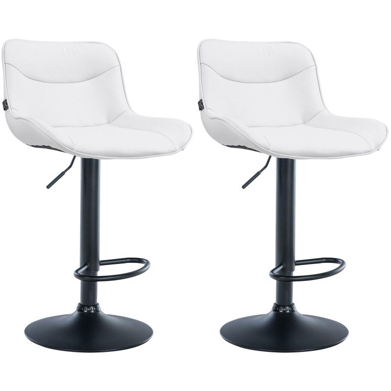 Lot de 2 tabourets de bar Vonore simili cuir blanc