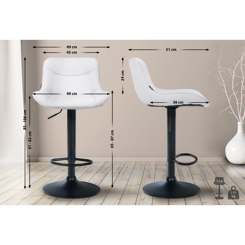 Lot de 2 tabourets de bar Vonore simili cuir blanc