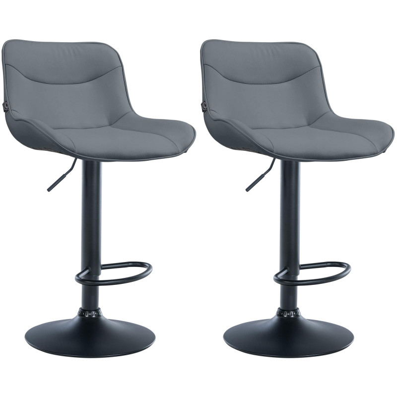 Lot de 2 tabourets de bar Vonore simili cuir gris