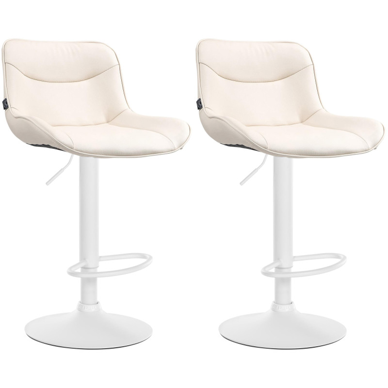 Lot de 2 tabourets de bar Vonore simili cuir crème
