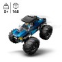 LEGO 60402 City Le Monster Truck Bleu, Jouet Camion Tout-Terrain et Minifigurine de Conducteur, Cadeau Enfants