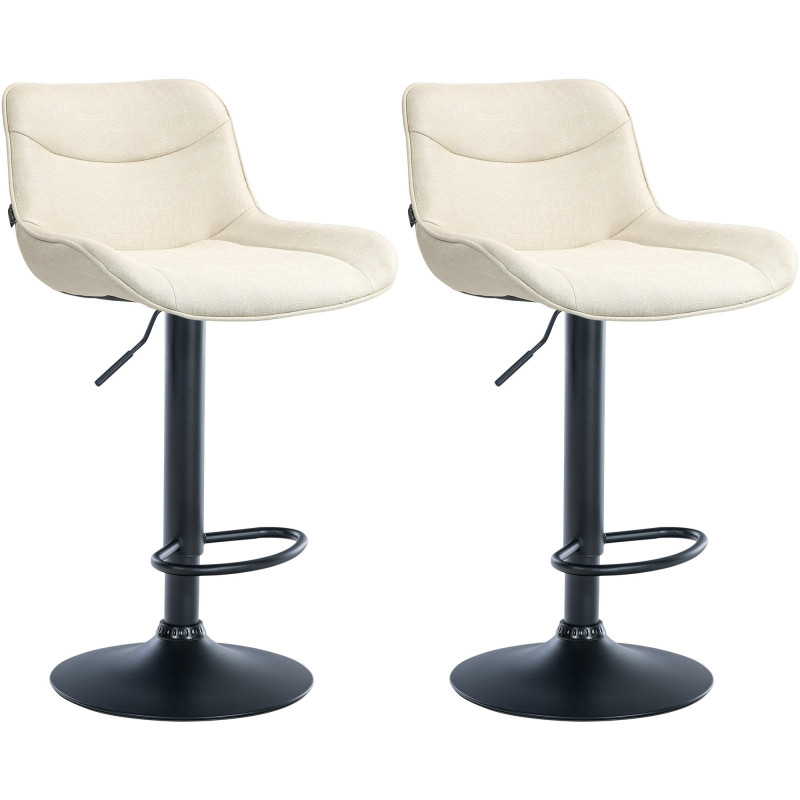 Lot de 2 tabourets de bar Vonore en tissu crème