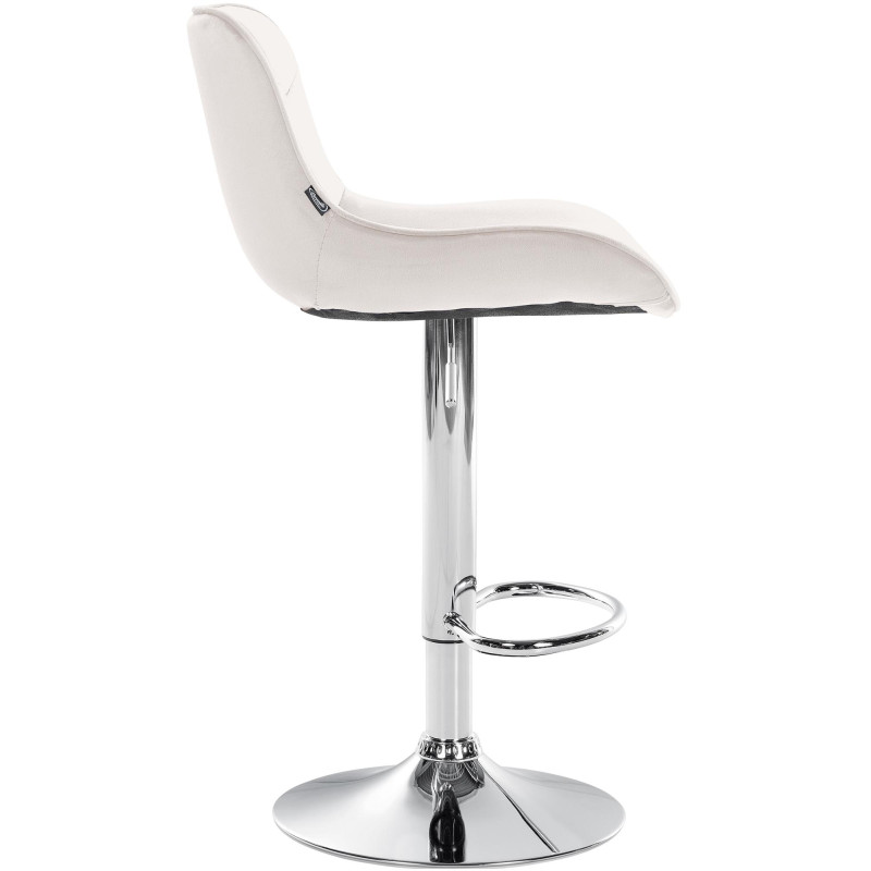 Lot de 2 tabourets de bar Vonore velours chrome crème