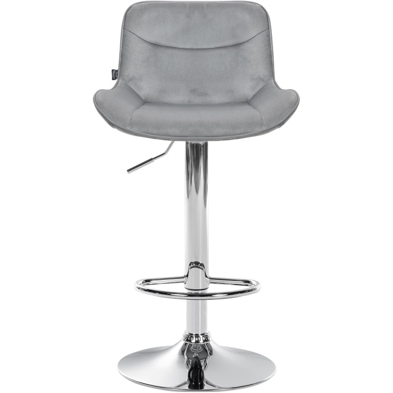 Lot de 2 tabourets de bar Vonore velours chrome gris