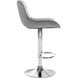 Lot de 2 tabourets de bar Vonore velours chrome gris